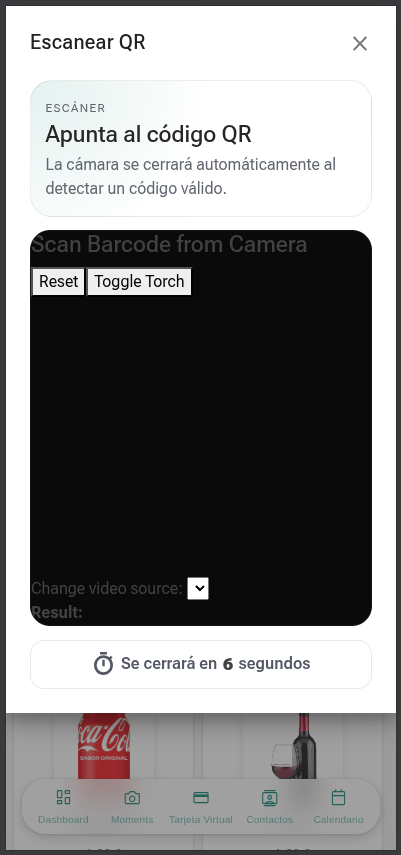 Escaner QR para cobro en barra