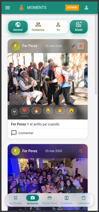 Pantalla de moments privada para miembros