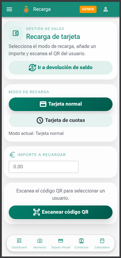 Pantalla de recarga para rol economicas